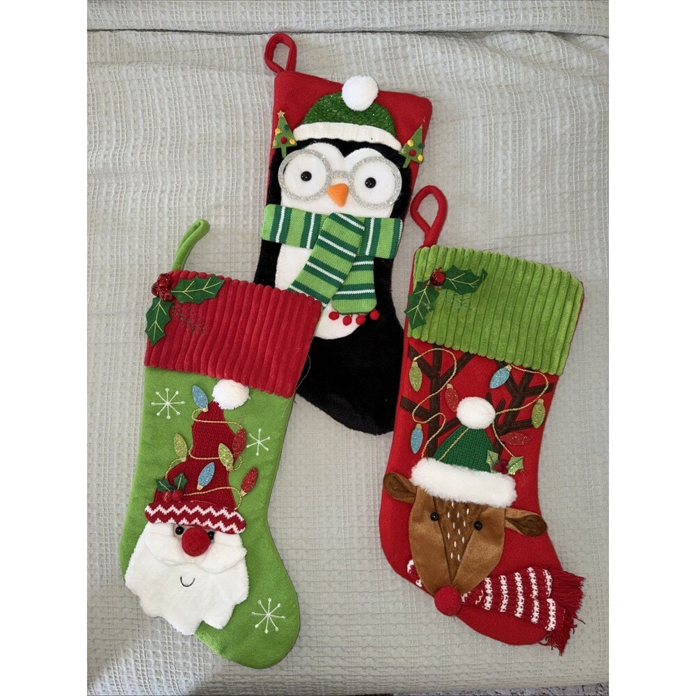 Set Of  Three Christmas Stockings